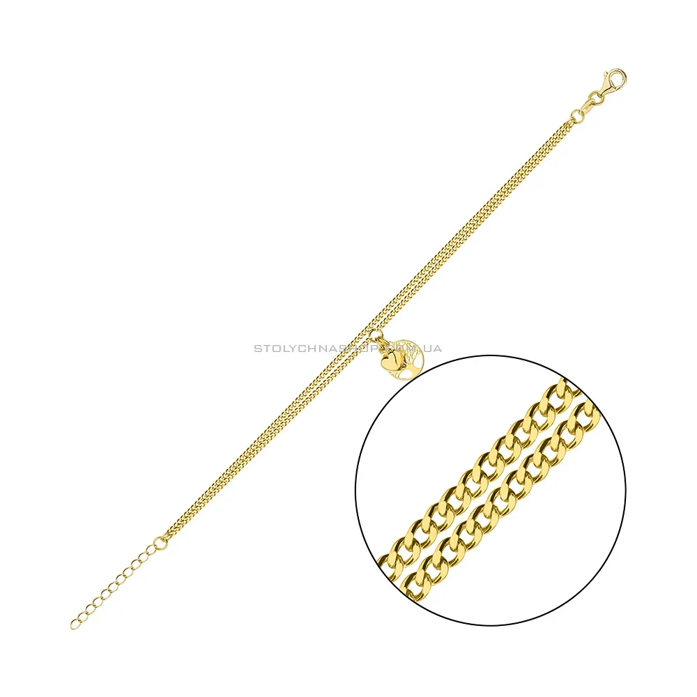 Серебряный браслет с подвесками и с желтым родированием  (арт. 7509/3626ж)