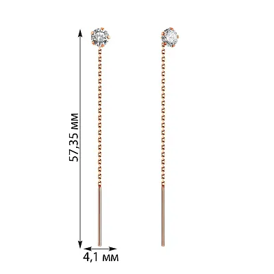 Золотые сережки-протяжки с фианитами (арт. 110700)