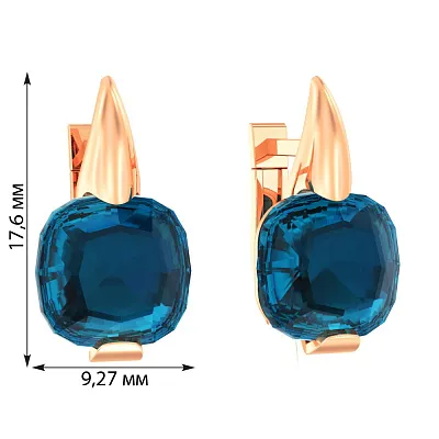 Золоті сережки з синім кварцом (арт. 110258ПлГ)
