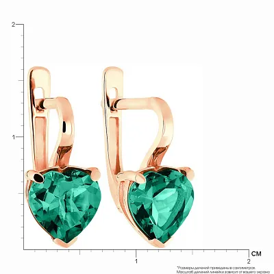 Золотые серьги с кварцем в форме сердца (арт. 110362Пз)