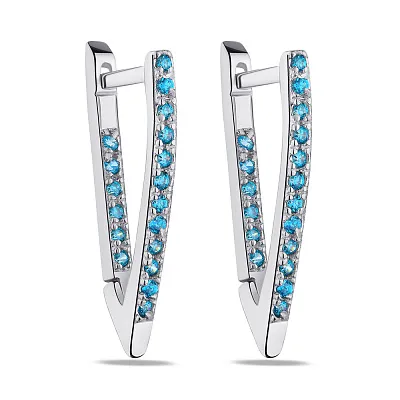 Сережки зі срібла з блакитними фіанітами (арт. 7502/С2ФТ1/043)