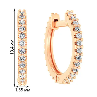 Золоті сережки кільця з діамантами  (арт. С011483020)