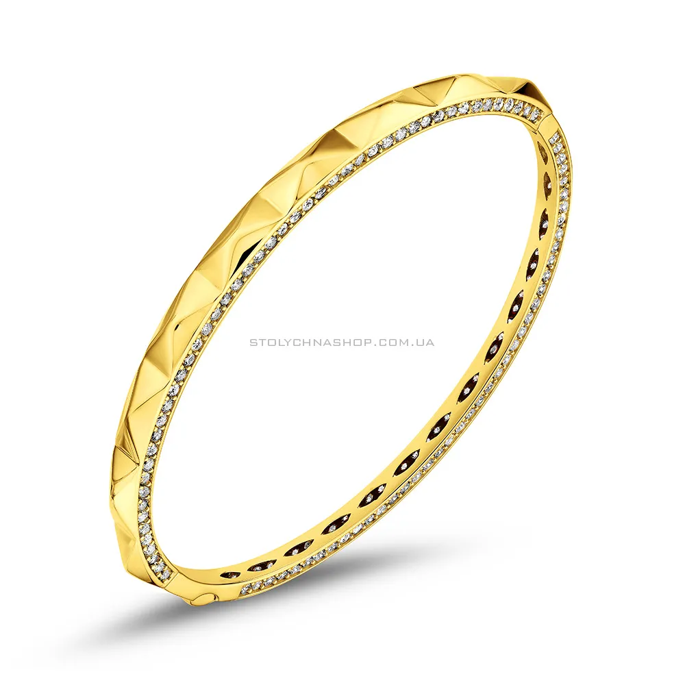Жорсткий браслет з жовтого золота з фіанітами (арт. 326755ж) - цена