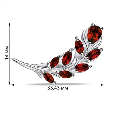 Брошка зі срібла з гранатом (арт. 7505/584Гбп)