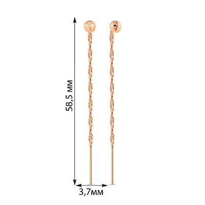 Золотые серьги-протяжки с алмазной гранью (арт. 109292)