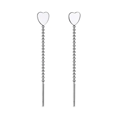 Срібні сережки протяжки «Серденька» (арт. 7502/3389)