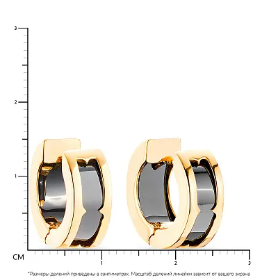 Сережки-кольца из красного золота с ониксом (арт. 104180/15о)