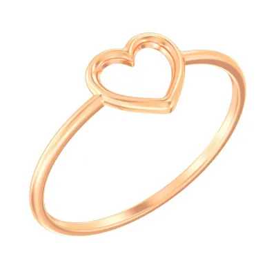 Тонкое кольцо из золота &quot;Сердце&quot; без камней  (арт. 140832)