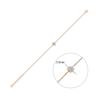 Золотий браслет Зірка з діамантами  (арт. Б011529010)