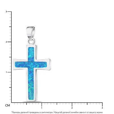 Серебряный крестик с синим опалом  (арт. 7503/3019/25Пос)