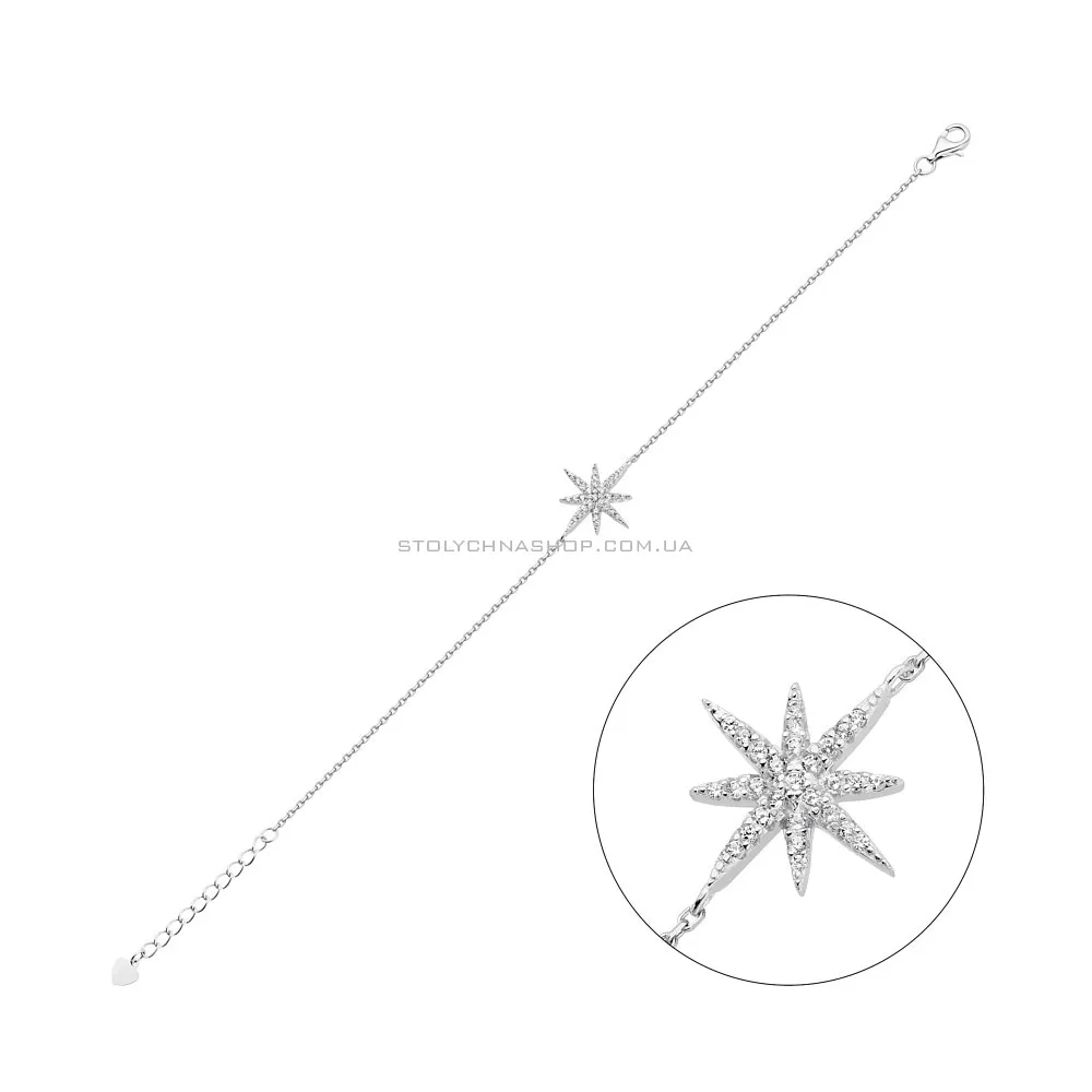 Срібний браслет "Полярна зірка" з фіанітами  (арт. 7509/3327)