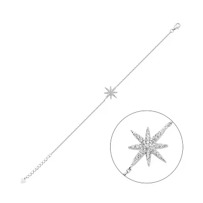 Срібний браслет &quot;Полярна зірка&quot; з фіанітами  (арт. 7509/3327)