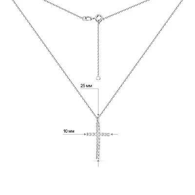Кольє з білого золота "Хрестик" з діамантами  (арт. Ц011276020б)