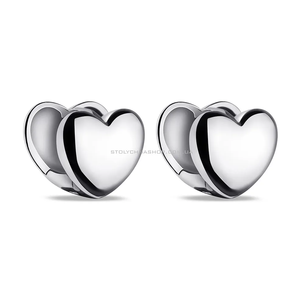 Сережки Сердечка зі срібла без каменів (арт. 7502/9563) - цена