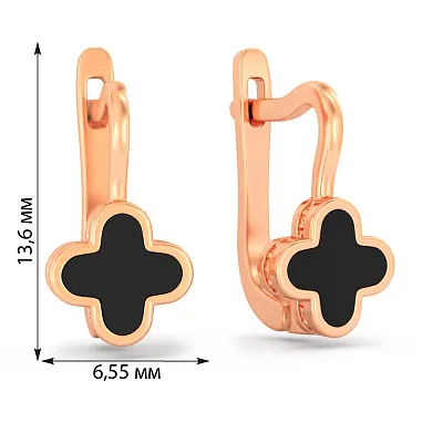 Сережки з червоного золота з емаллю (арт. 111211ч)