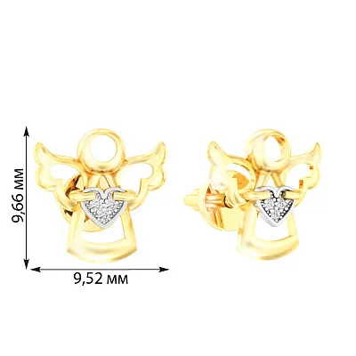 Золоті сережки пусети «Янголи» з фіанітами (арт. 110582ж)