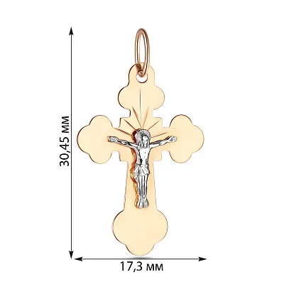 Крестик с распятием из комбинированного золота (арт. 513400)
