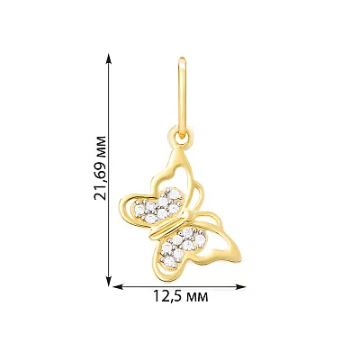 Кулон з жовтого золота «Метелик» з фіанітами (арт. 440461ж)