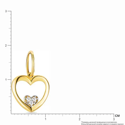 Золотая подвеска «Сердце» с фианитами (арт. 422775ж)