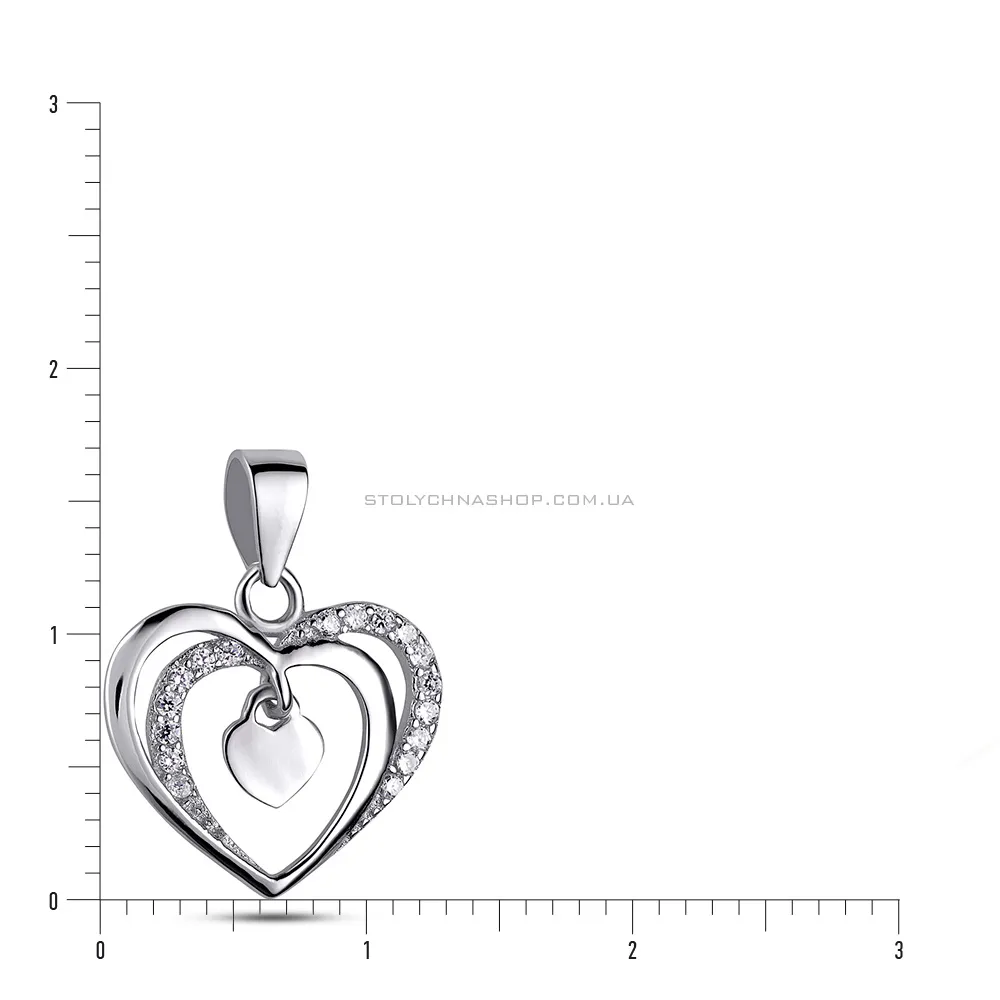 Срібна підвіска «Серце» з фіанітами (арт. 7503/2155)