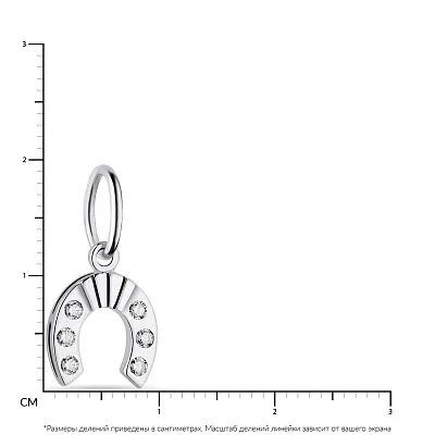 Золотой подвес &quot;Подкова&quot; в белом цвете металла с фианитами  (арт. 420611б)