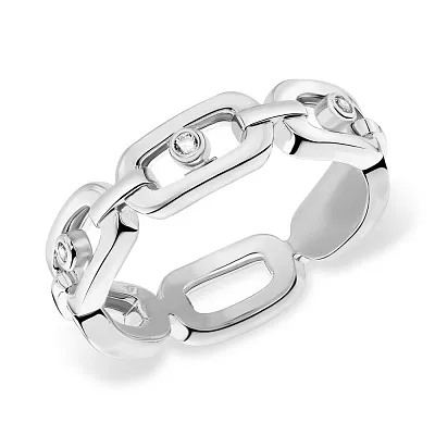 Серебряное кольцо-цепочка с фианитами  (арт. 7501/5605)