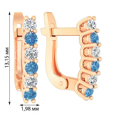 Сережки з червоного золота з фіанітами (арт. 111047г)