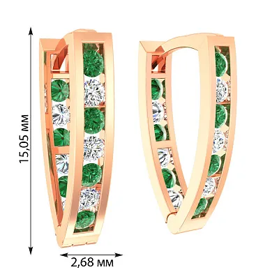 Дитячі золоті сережки з зеленими фіанітами (арт. 110155з)