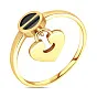 Золотое кольцо «Сердце»  с ониксом  (арт. 154842жо)