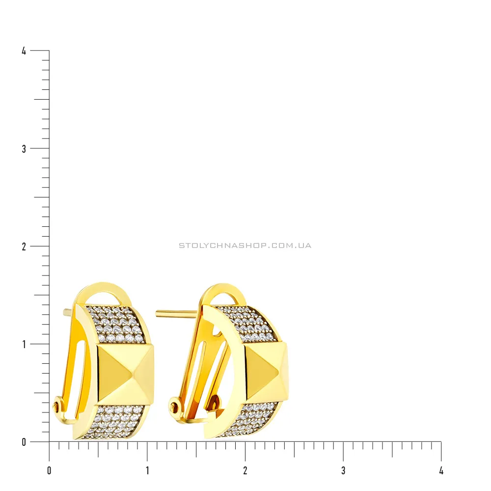 Золоті сережки з фіанітами (арт. 104933ж) - 2 - цена