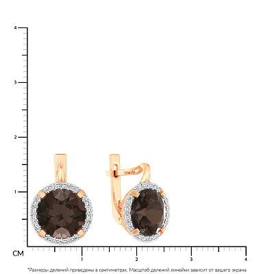 Серьги из красного золота с кварцем и фианитами  (арт. 110263Пкр)