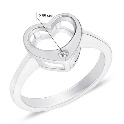 Серебряное кольцо «Сердце» с фианитом  (арт. 7501/4273)