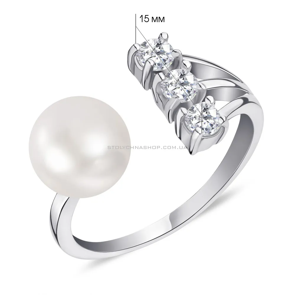 Срібна каблучка з перлиною Trendy Style (арт. 7501/4443жб) - 2 - цена
