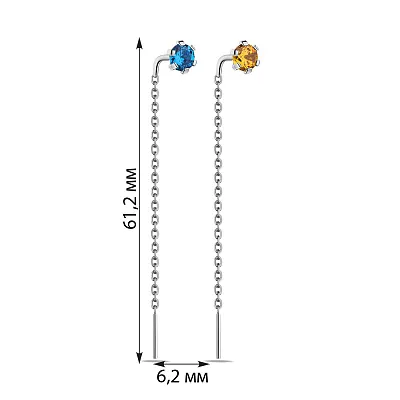 Серебряные серьги-протяжки с альпинитами (арт. 7502/934агжсю)
