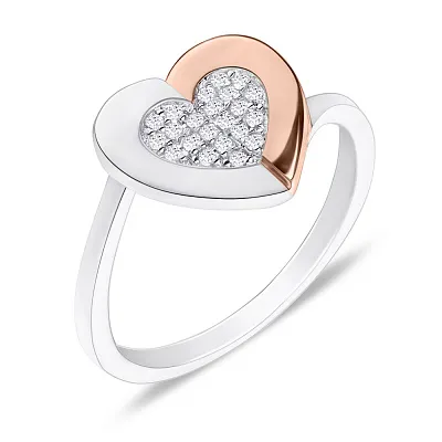 Серебряное кольцо «Сердце» с фианитами  (арт. 7501/4168)