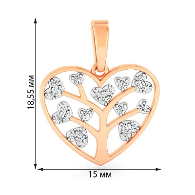 Кулон з червоного золота "Серце" з фіанітами (арт. 440878)