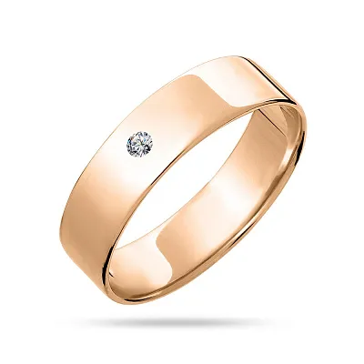 Золотое обручальное кольцо - комфорт с бриллиантом (арт. К239180)