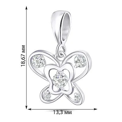 Серебряная подвеска «Бабочка» с фианитами (арт. 7503/2728)