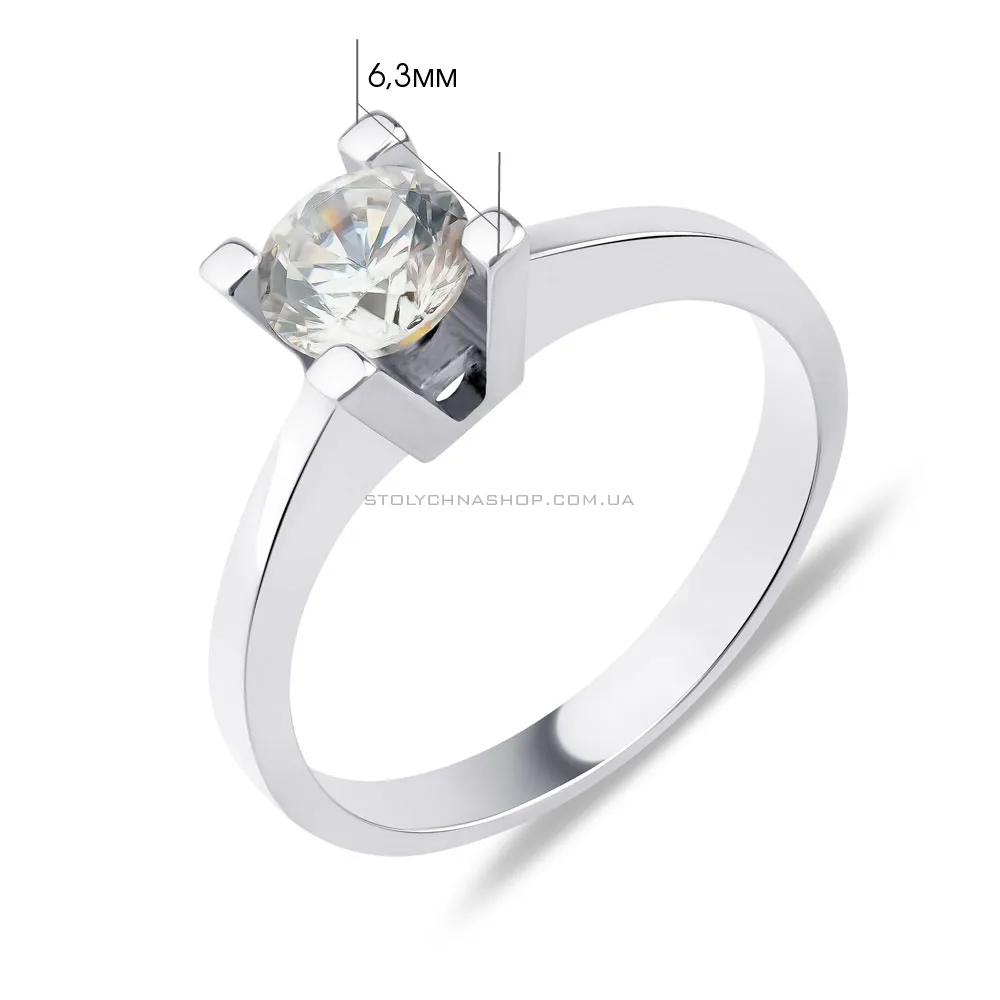Серебряное кольцо с одним фианитом  (арт. 05012241) - 2 - цена