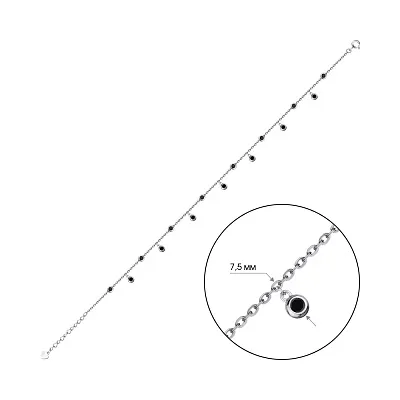 Серебряный браслет на ногу с подвесками (арт. 7509/3113ч)