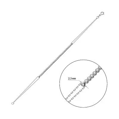 Браслет на руку из белого золота с дорожкой фианитов (арт. 321925б)