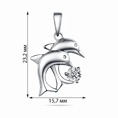 Серебряная подвеска «Дельфины» с фианитами (арт. 7503/2600)