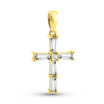 Золотой подвес Крест с фианитами (арт. 421685ж)