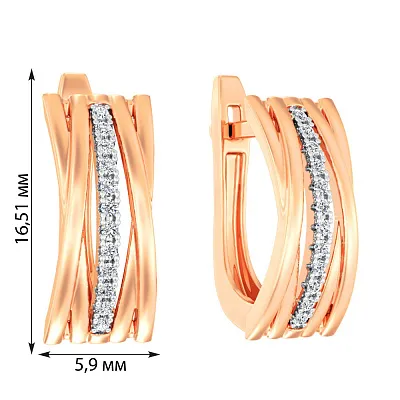 Золоті сережки Синергія з доріжкою фіанітів (арт. 111136)