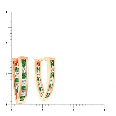 Дитячі золоті сережки з зеленими фіанітами (арт. 110155з)