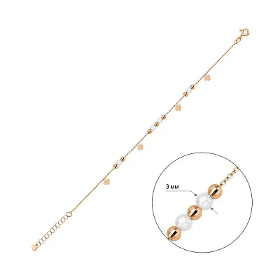 Золотой браслет с подвесками и жемчугом (арт. 326218прлб)