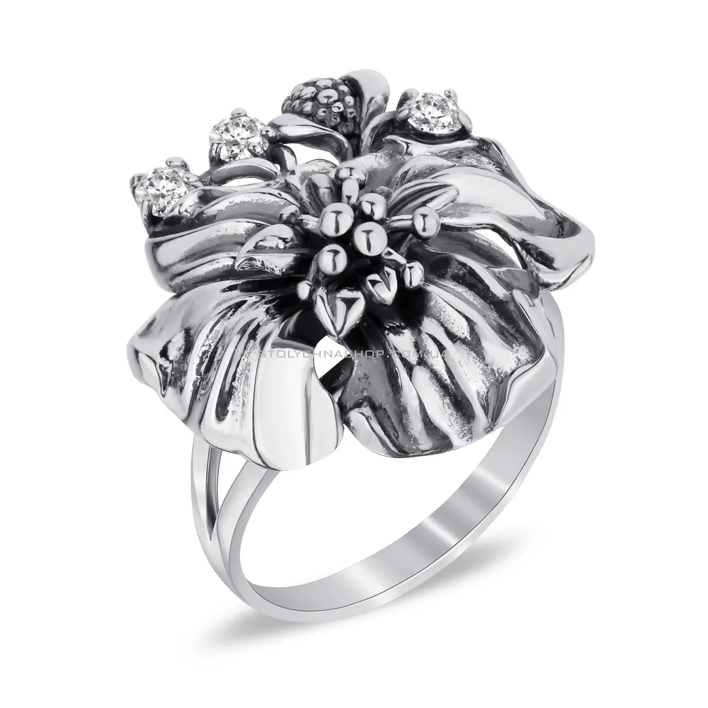 Кольцо серебряное «Цветок» с фианитами (арт. 7901/2113970) - цена