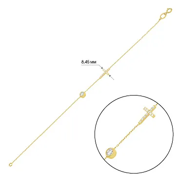 Браслет с крестиком из желтого золота с фианитами (арт. 323895ж)