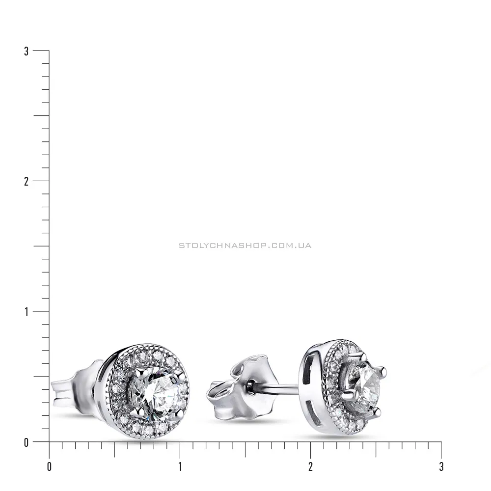 Срібні сережки пусети з фіанітами (арт. 7518/5105) - 2 - цена
