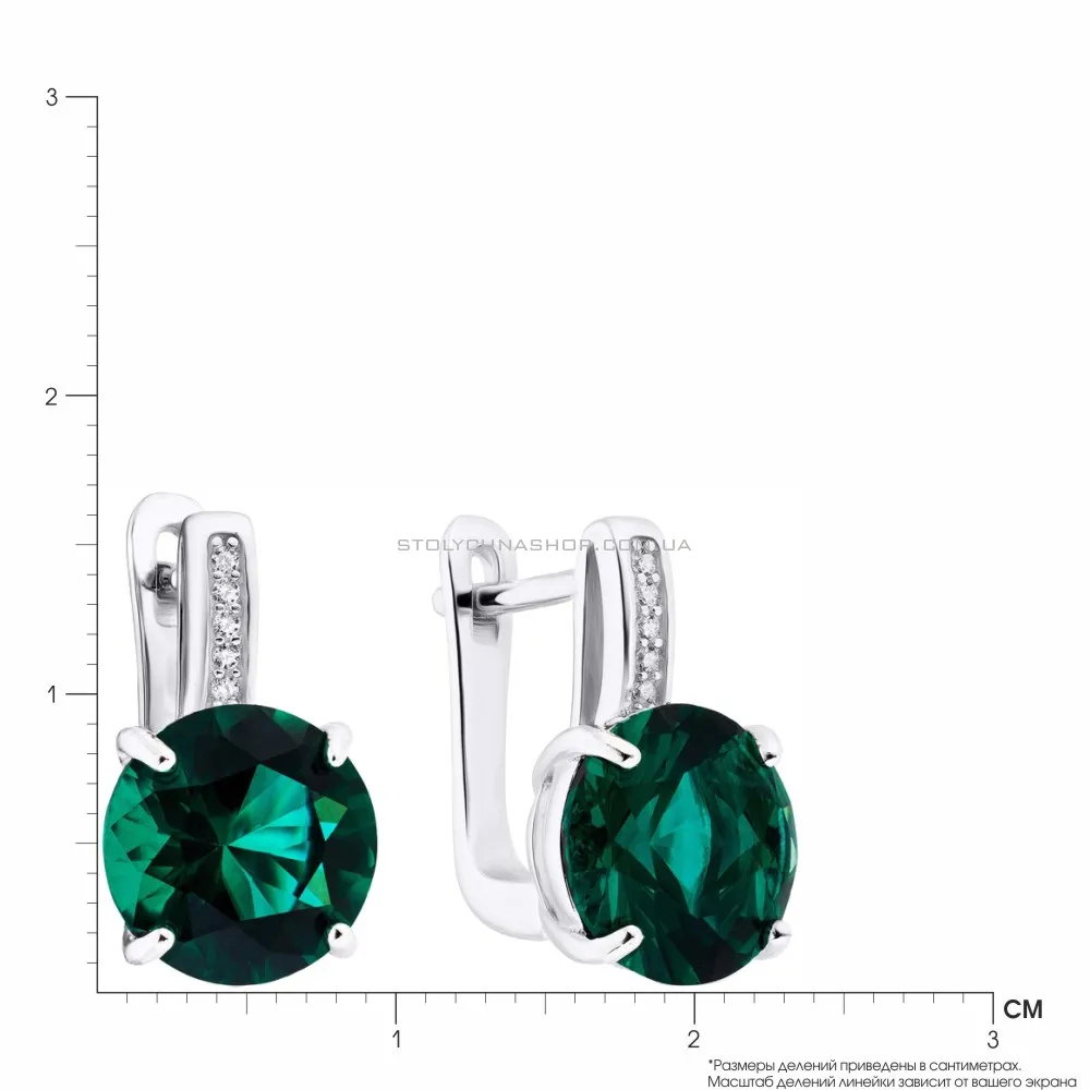Срібні сережки з зеленими фіанітами (арт. 7502/3632цз)